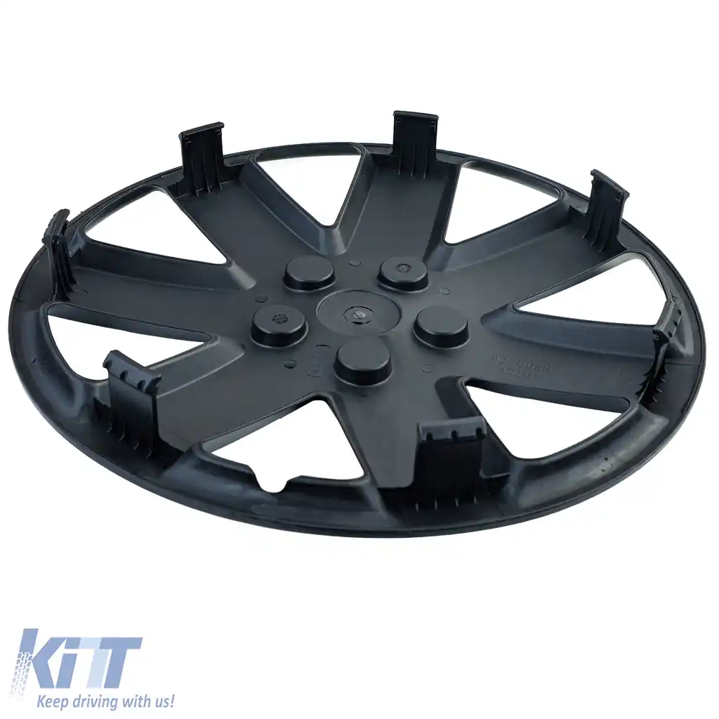 Set de 4 capace Tenzo-R XIII de 16 inch, lucioase, negre, potrivite pentru jantele de oțel-image-6208956