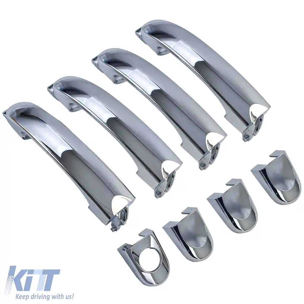 Set de 4 mânere exterioare de ușă din crom pentru înlocuire, potrivit pentru VW Bus T5 03-09 Multivan