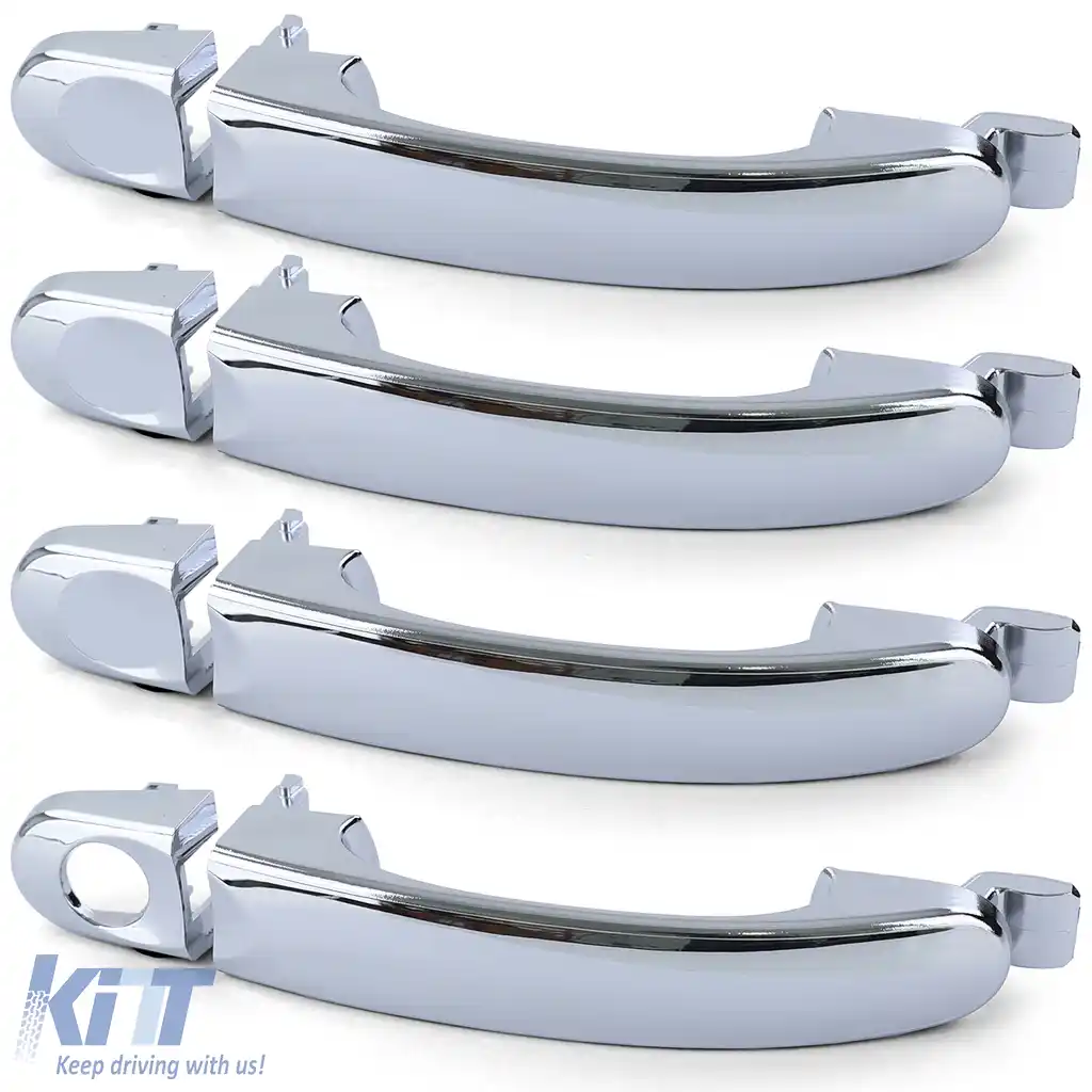 Set de 4 mânere exterioare de ușă din crom pentru înlocuire, potrivit pentru VW Bus T5 03-09 Multivan-image-6193332
