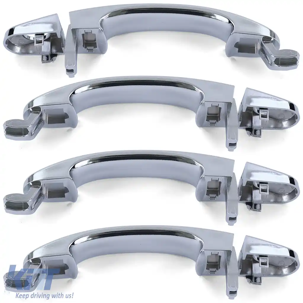 Set de 4 mânere exterioare de ușă din crom pentru înlocuire, potrivit pentru VW Bus T5 03-09 Multivan-image-6193334