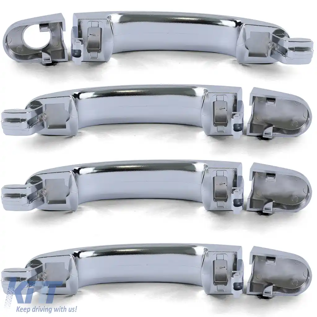 Set de 4 mânere exterioare de ușă din crom pentru înlocuire, potrivit pentru VW Bus T5 03-09 Multivan-image-6193335