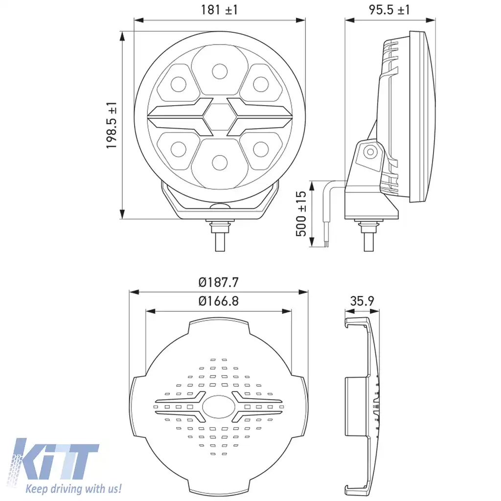 SET DE 4 PIESE HELLA VALUEFIT Faruri auxiliare cu LED cu lamă cromată pentru faza lungă 7˝ Rotund Legale-image-6208442