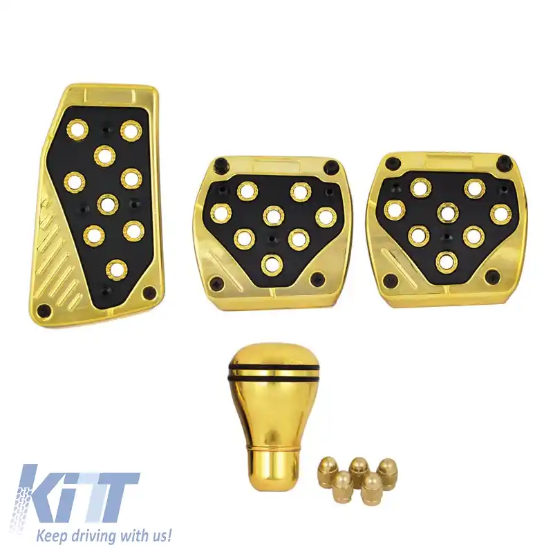 Set de 5 piese kit sport deluxe universal din aluminiu pentru pedale aurii