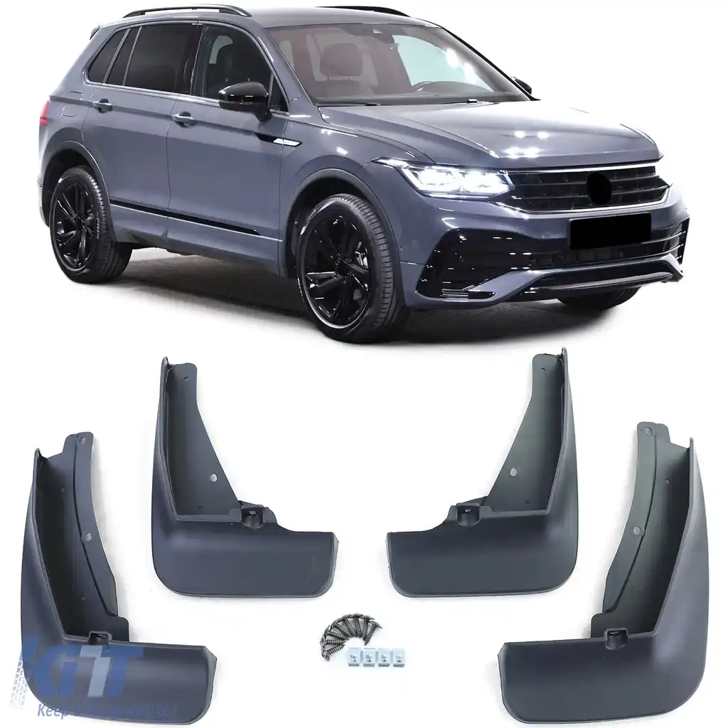Set de apărători de noroi față și spate, negre, potrivite pentru VW Tiguan cu R-Line 20-23