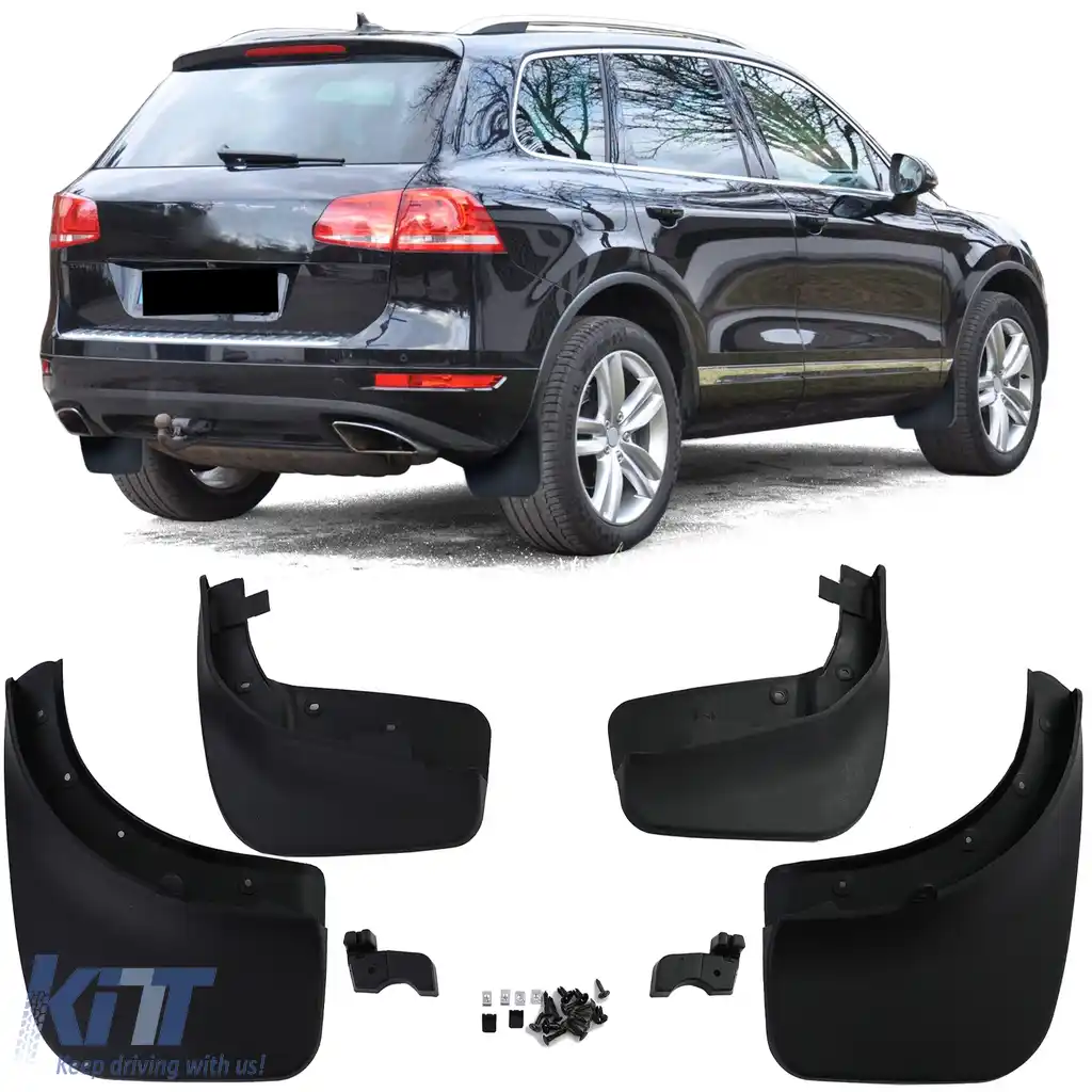Set de apărători de noroi față și spate negre, potrivite pentru VW Touareg II 7P 2010-2018