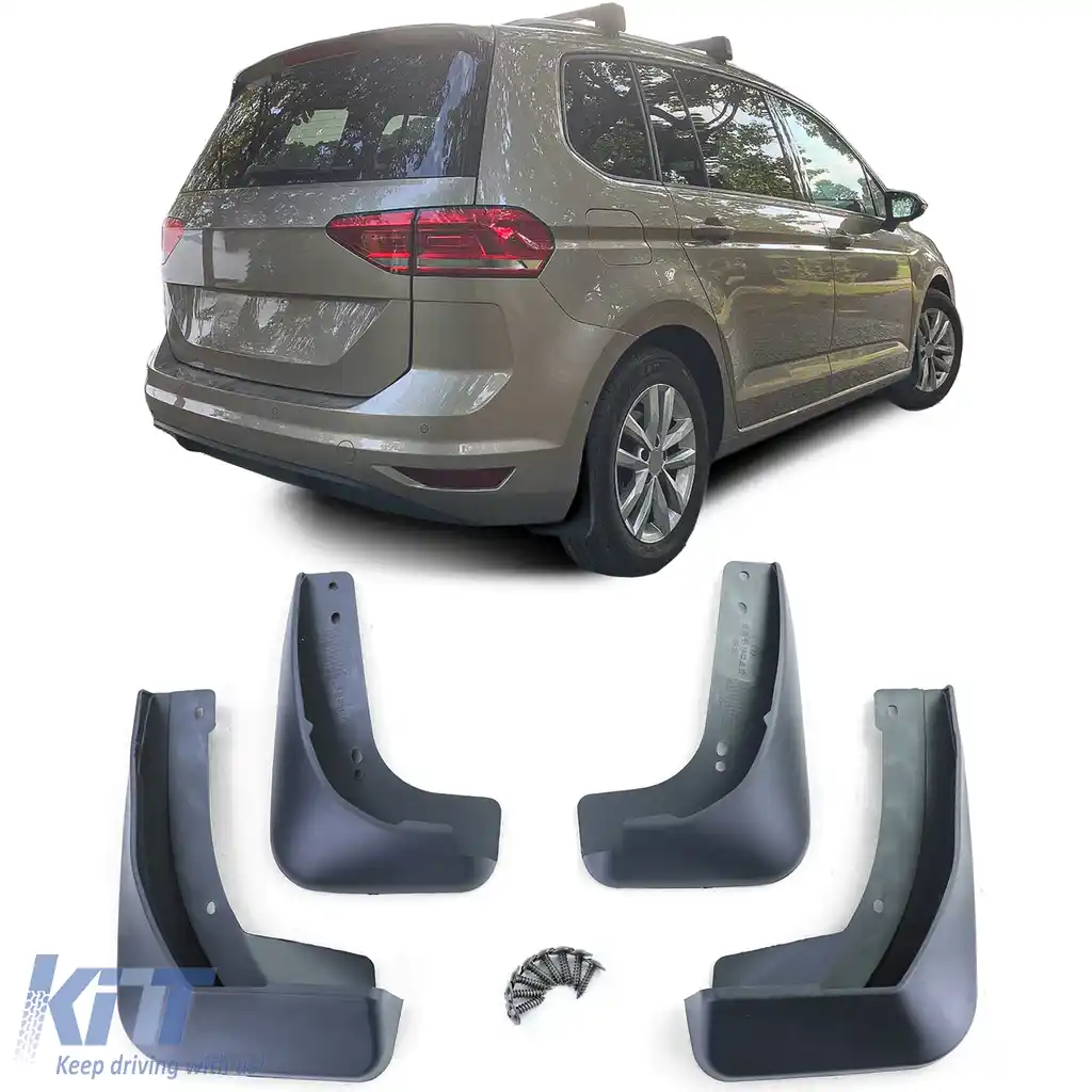 Set de apărători de noroi față și spate, negre, potrivite pentru VW Touran 2 5T pre-facelift 15-21