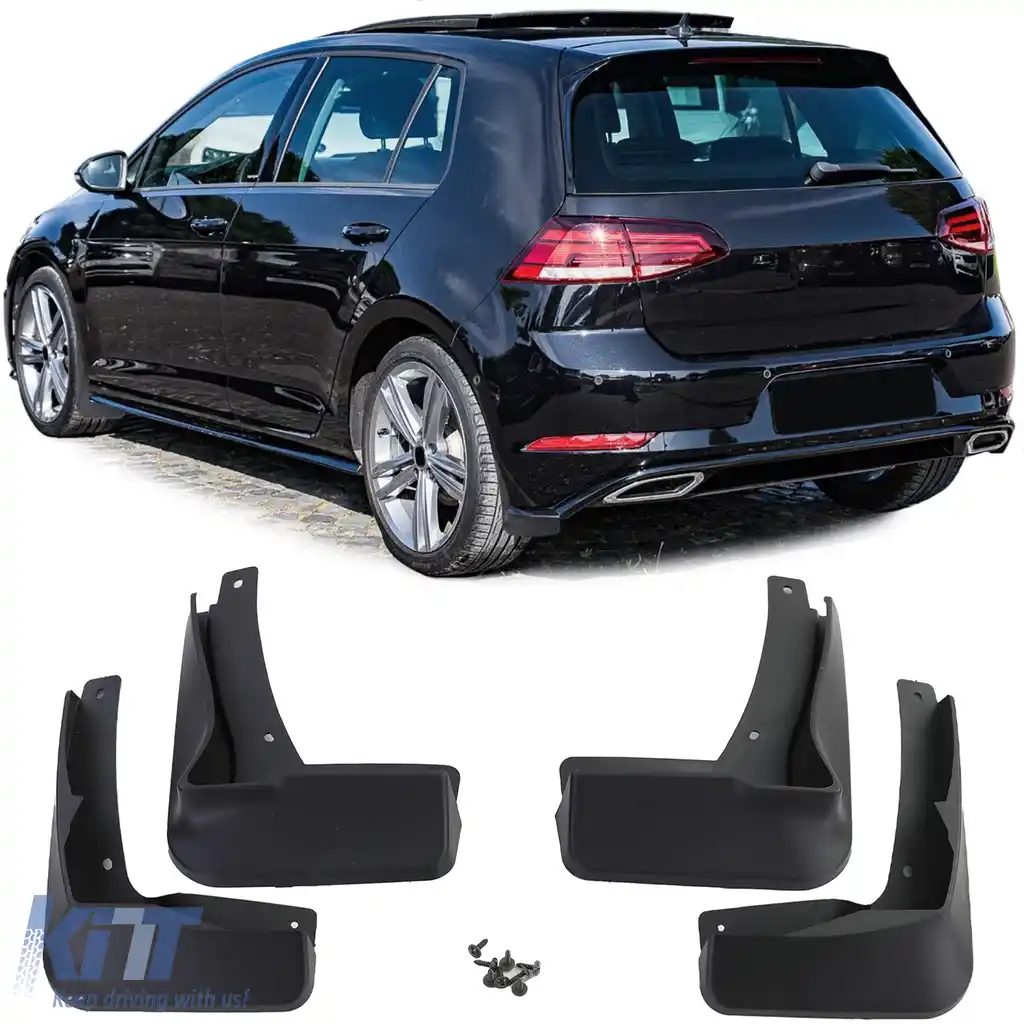 Set de apărători de noroi față și spate, negre, potrivite pentru VW Golf 7.5 cu R-Line 17-21