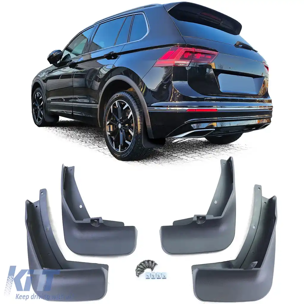 Set de apărători de noroi față și spate negre, potrivite pentru VW Tiguan 2 AD1 din 16