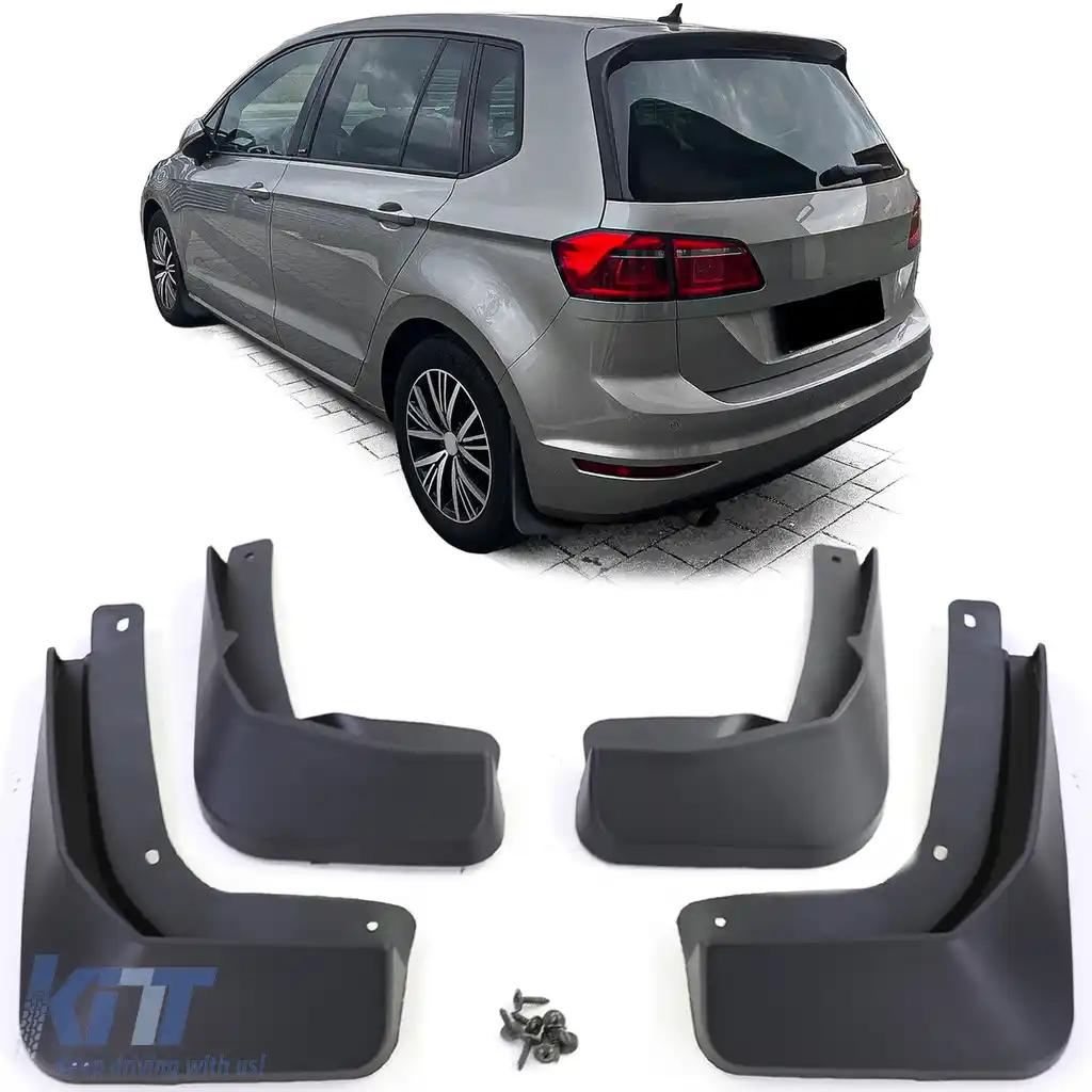 Set de apărători de noroi față și spate, negre, potrivite pentru VW Golf Sportsvan 2014-2017