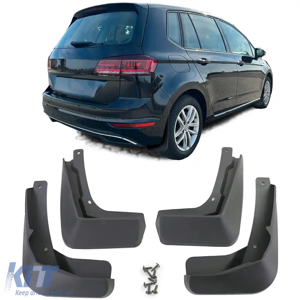 Set de apărători de noroi față și spate, negre, potrivite pentru VW Golf Sportsvan Facelift 17-20