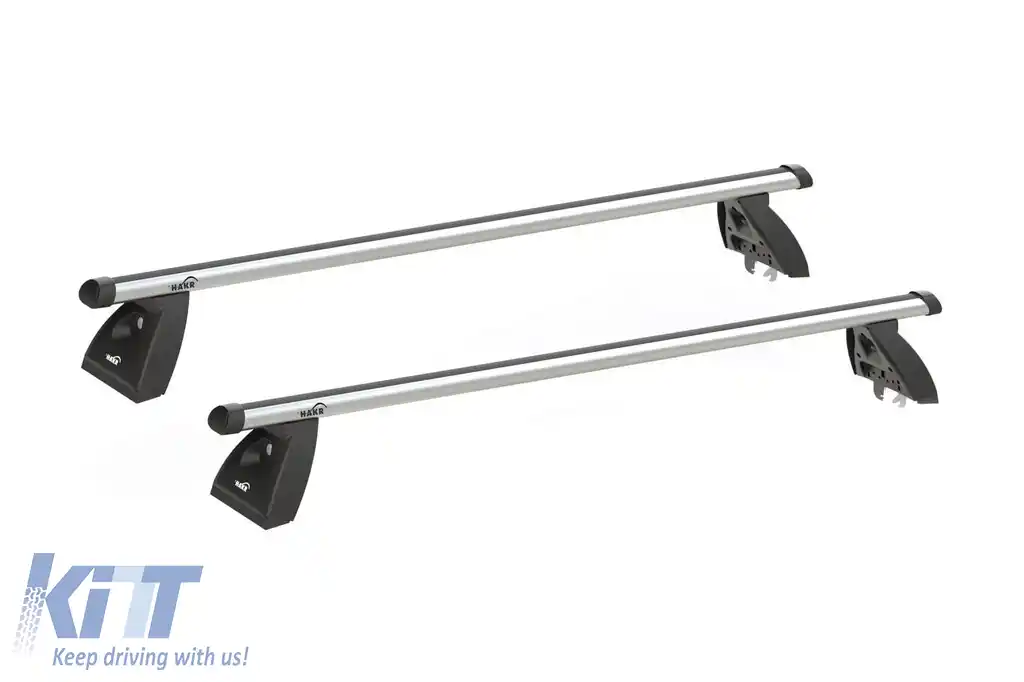 Set de bare de acoperiș din aluminiu Hakr cu suporturi potrivite pentru Skoda Fabia hatchback 2007-2014 fără șine de fabrică, crom