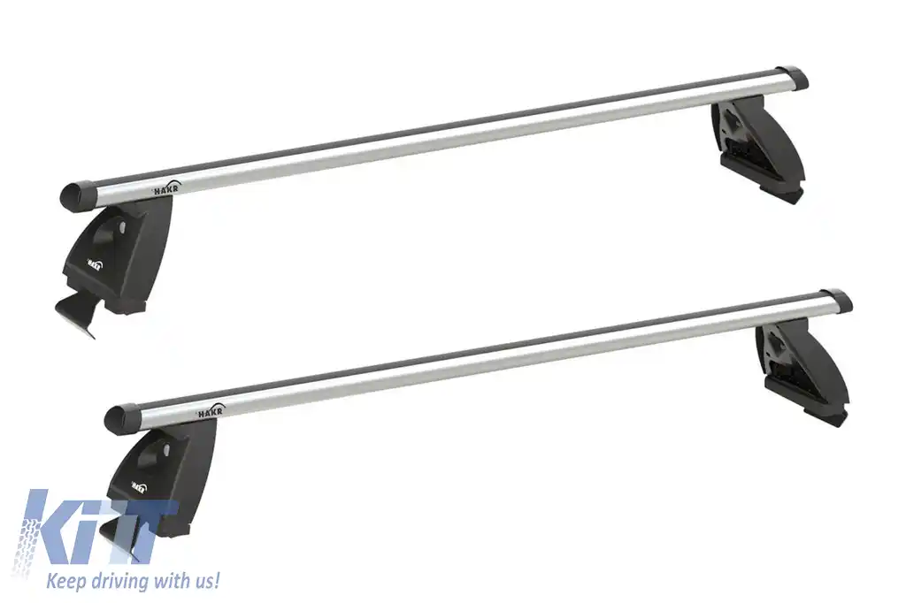 Set de bare transversale din aluminiu Hakr seria Rods, potrivit pentru Skoda Octavia Liftback 2004-2012 pentru modelul fără șine de acoperiș din fabrică, gri mat, 2 bucăți