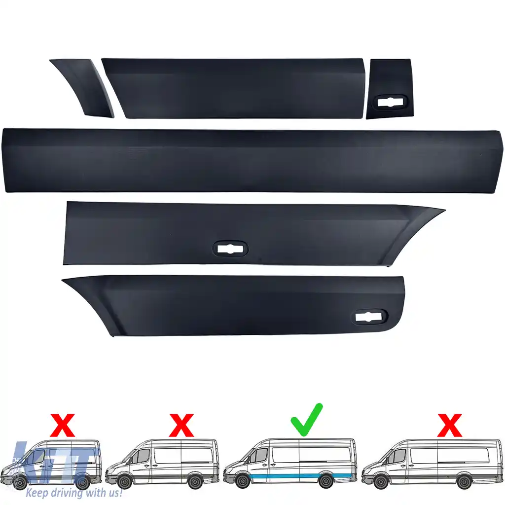 Set de benzi de protecție pentru bara de protecție stânga, 6 piese, potrivit pentru Mercedes Sprinter W906 06-18 Long-image-6210920