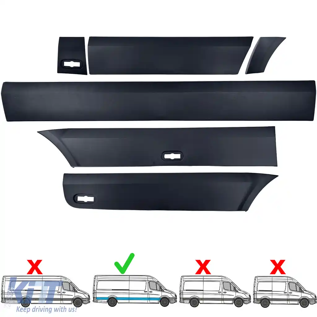 Set de benzi de protecție pentru margini dreapta, 6 piese, potrivit pentru Mercedes Sprinter W906 06-18 Long-image-6210935