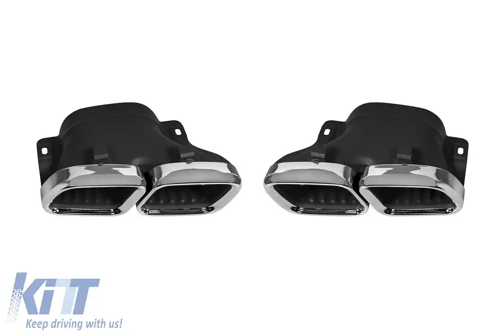 Set de capete cromate AMG tip C63 potrivit pentru Mercedes Clasa C W205, C205, S205, A205, SL R232, GLC SUV X253, GLC Coupe C253, după 2019, Clasa C W206/S206 după 2021