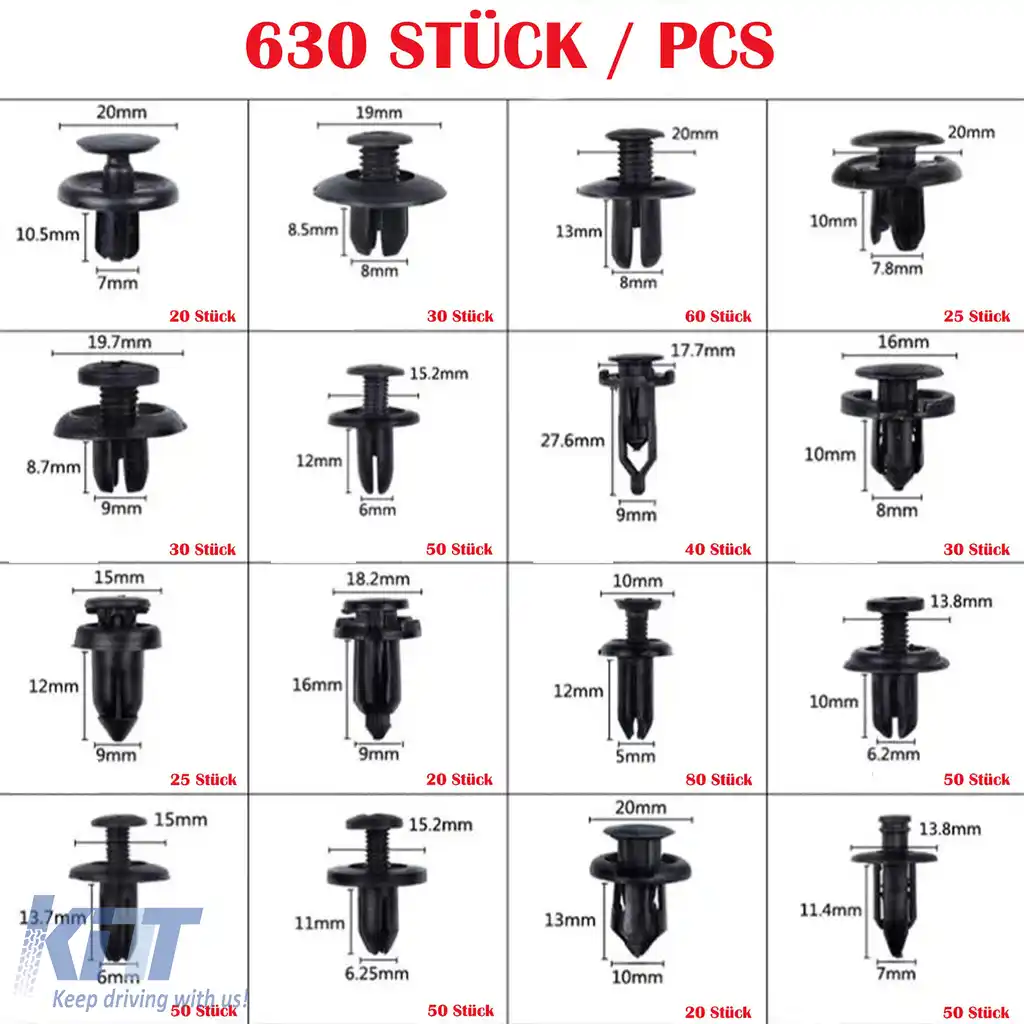 Set de clips de prindere cu rivete auto pentru mașini, unealtă de îndepărtare a trim-ului, 630 de piese-image-6199245