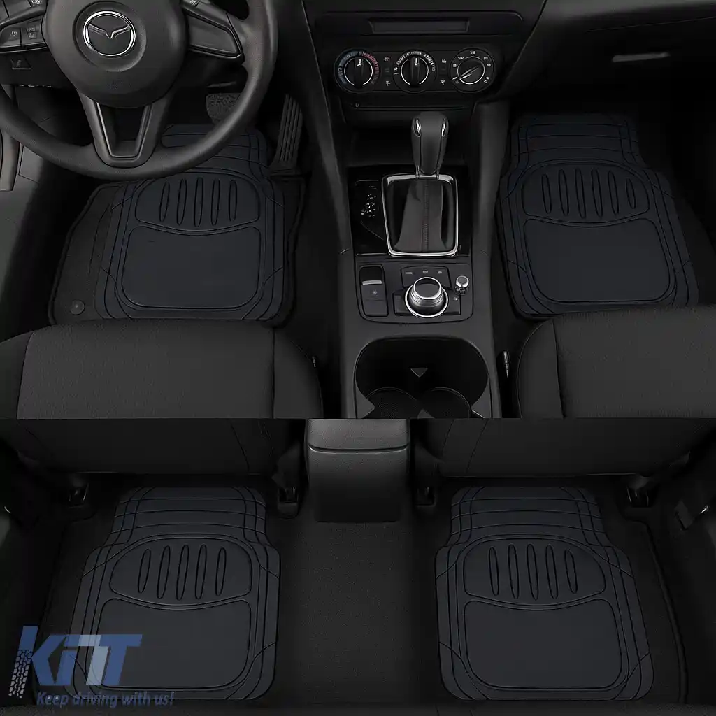 Set de covorașe din cauciuc negre universale, potrivite pentru mașini și furgonete-image-6197857