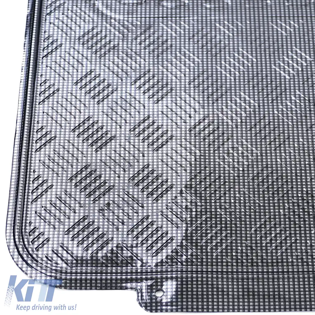 Set de covorașe din cauciuc pentru mașină 4 bucăți Aspect tablă cu carouri din aluminiu Universal Crom Carbon-image-6194563