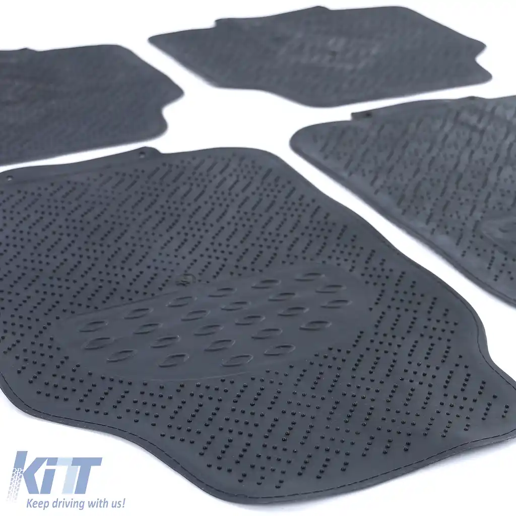 Set de covorașe din cauciuc pentru mașină 4 bucăți Aspect tablă cu carouri din aluminiu Universal Crom Carbon-image-6194567