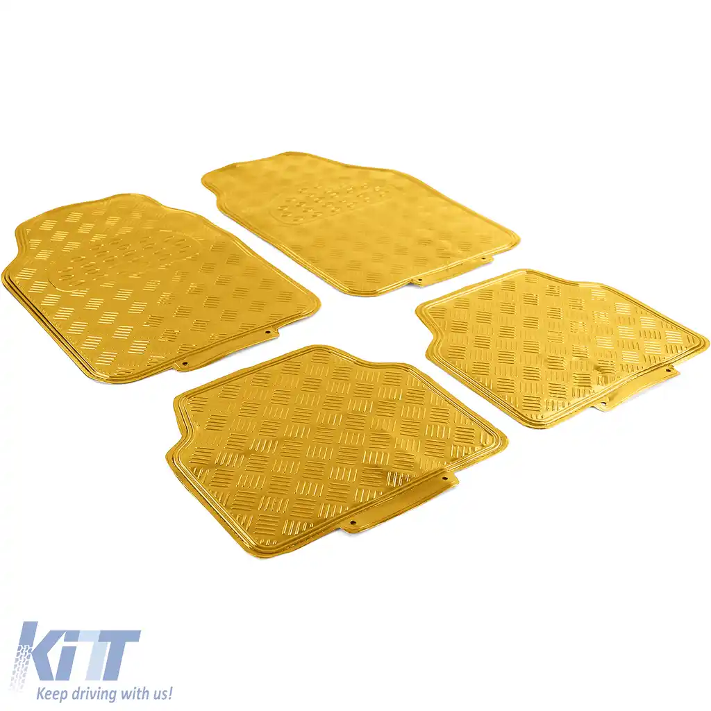 image-62-Set de covorașe din cauciuc pentru mașină 4 bucăți Aspect tablă cu carouri din aluminiu Universal Cromat Aurie