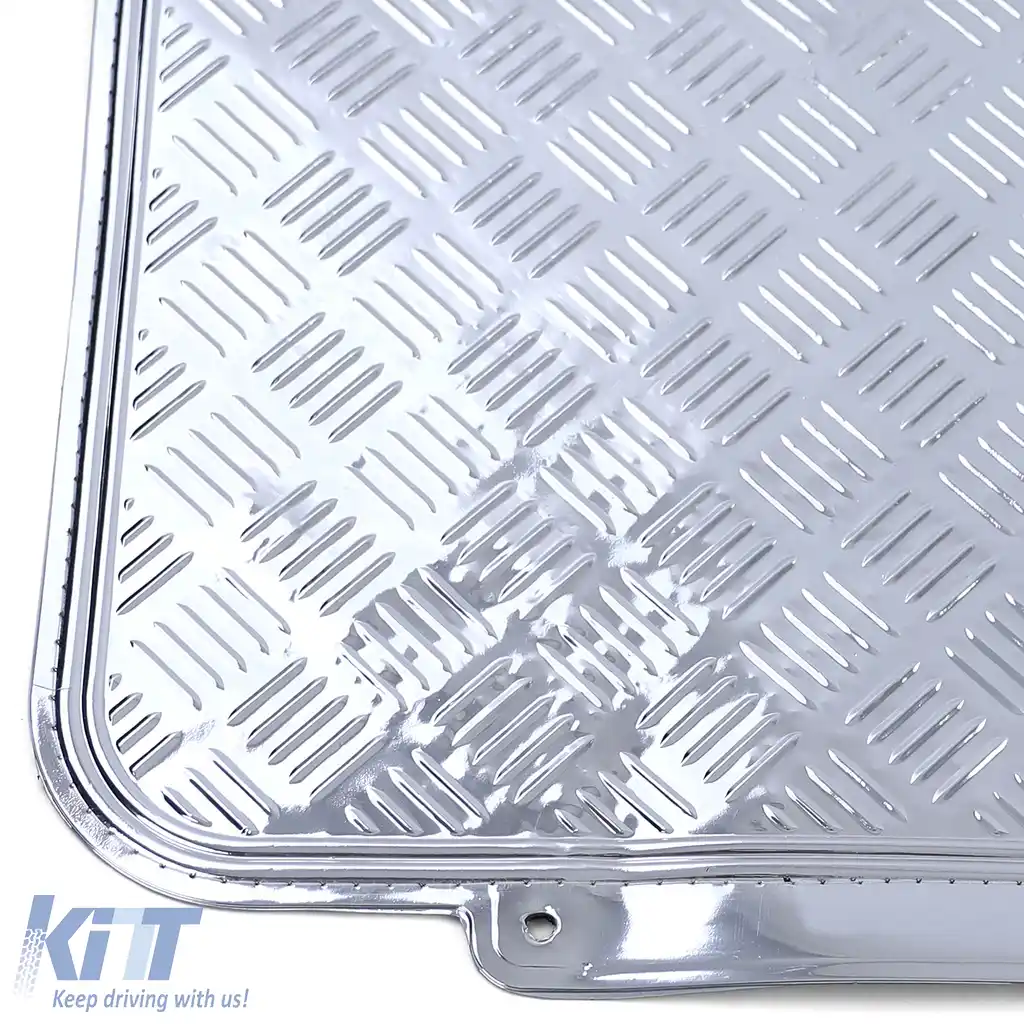 Set de covorașe din cauciuc pentru mașină 4 bucăți Aspect placă de aluminiu Universal Cromat-image-6202959