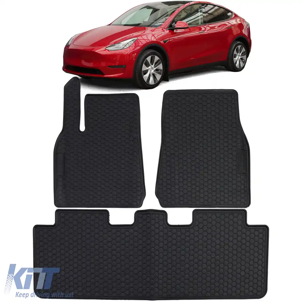 Set de covorașe din cauciuc pentru mașină, negre, premium, potrivit pentru Tesla Model Y din 2020