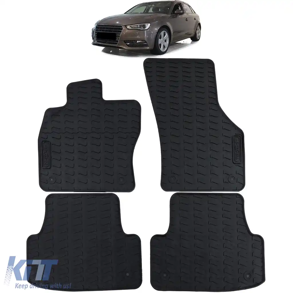 Set de covorașe din cauciuc pentru mașină, negru, premium, potrivit pentru Audi A3 8V 2012-2019
