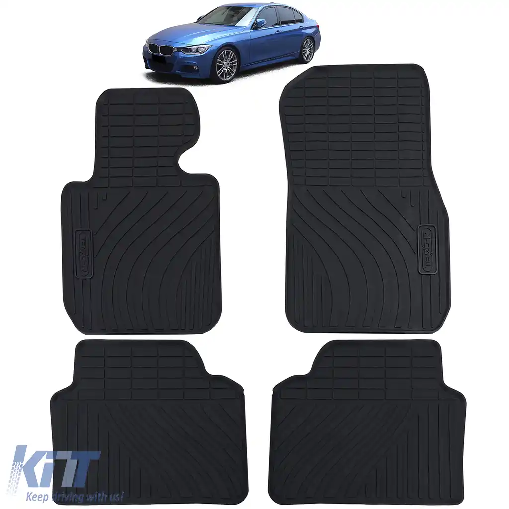 Set de covorașe din cauciuc pentru mașină, negru, premium, potrivit pentru BMW Seria 3 F30 F31 11-19