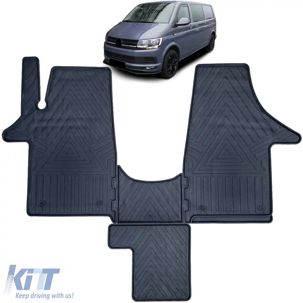 Set de covorașe din cauciuc premium, 4 piese, potrivit pentru VW T5 T6 Bus Transporter 2003-2019