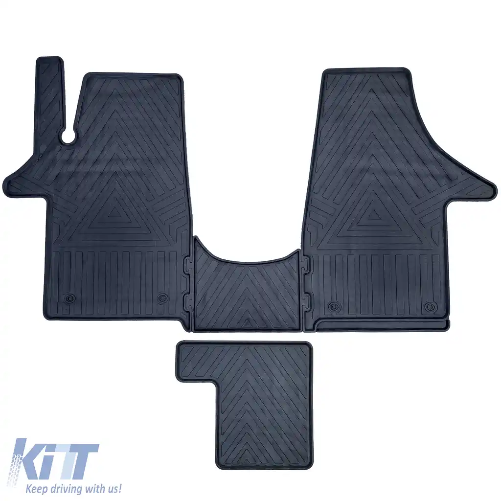 Set de covorașe din cauciuc premium, 4 piese, potrivit pentru VW T5 T6 Bus Transporter 2003-2019-image-6210665