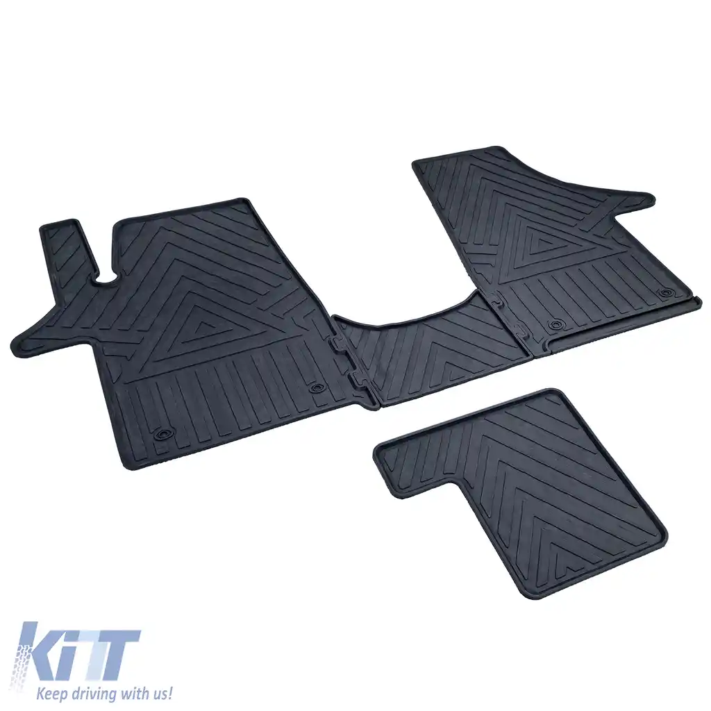 Set de covorașe din cauciuc premium, 4 piese, potrivit pentru VW T5 T6 Bus Transporter 2003-2019-image-6210666