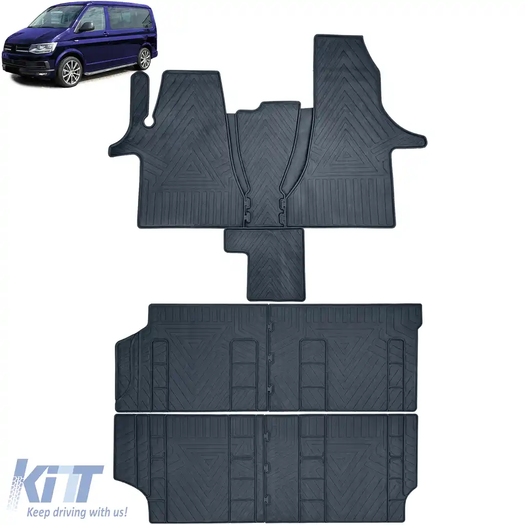Set de covorașe din cauciuc premium, 8 piese, potrivit pentru VW T6.1 Multivan din anul 2019