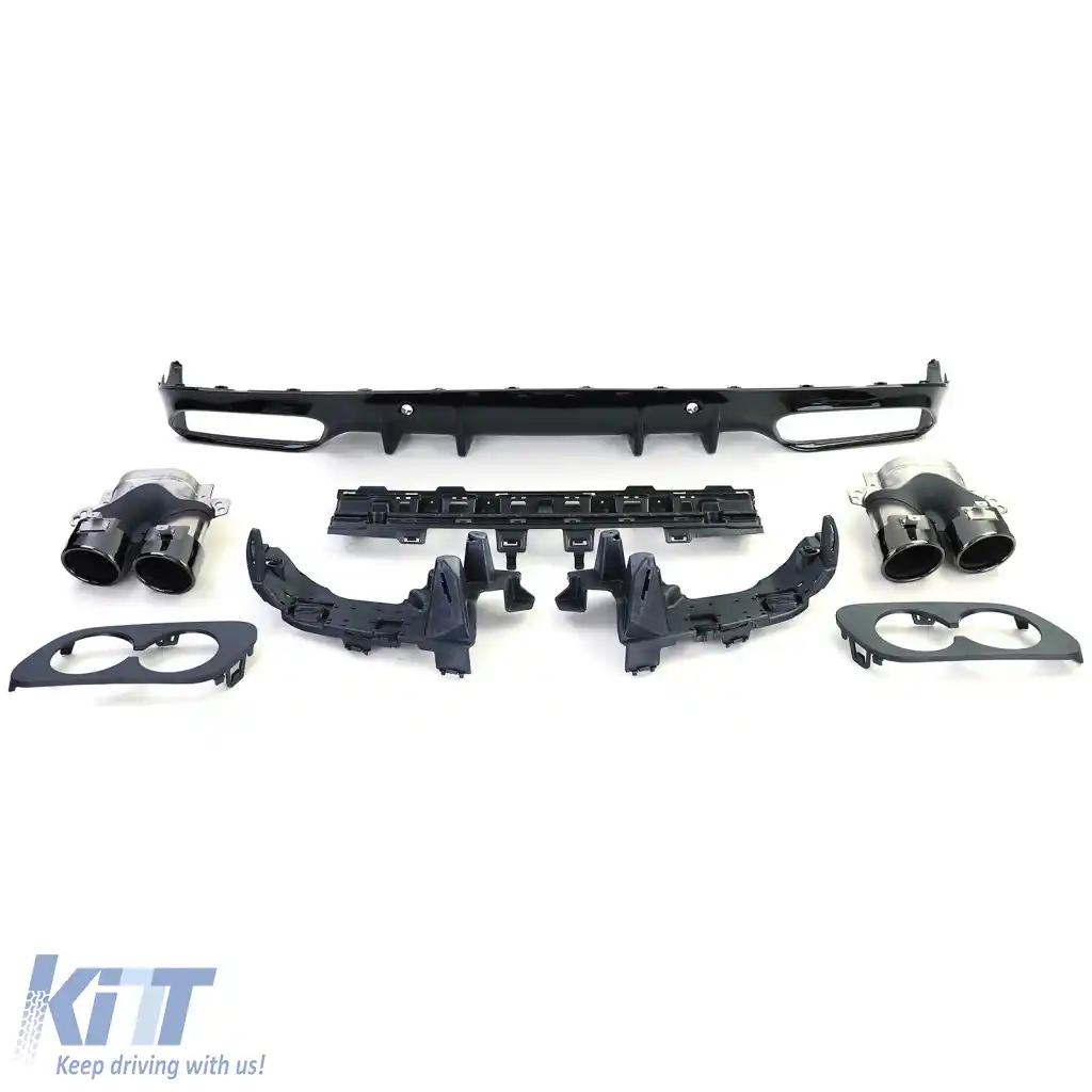 Set de difuzor spate sport cu țevi de eșapament rotunde negre, potrivit pentru Mercedes C205 Coupe din 18-image-6278465