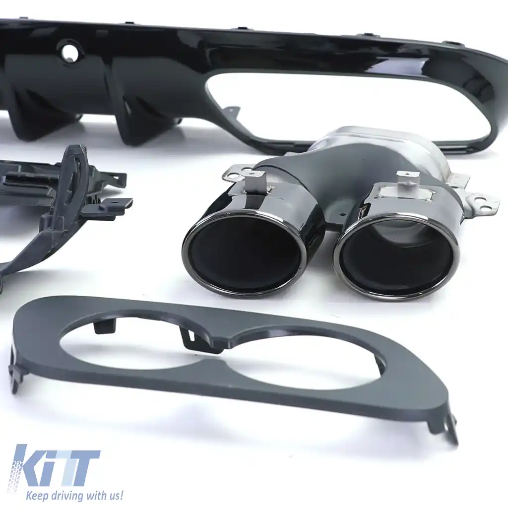 Set de difuzor spate sport cu țevi de eșapament rotunde negre, potrivit pentru Mercedes C205 Coupe din 18-image-6278467