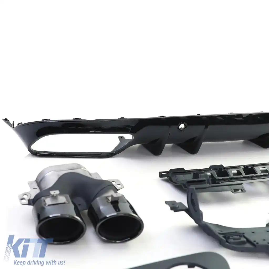 Set de difuzor spate sport cu țevi de eșapament rotunde negre, potrivit pentru Mercedes C205 Coupe din 18-image-6278468