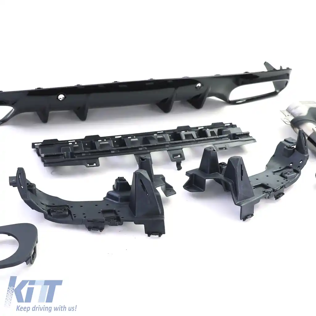 Set de difuzor spate sport cu țevi de eșapament rotunde negre, potrivit pentru Mercedes C205 Coupe din 18-image-6278469