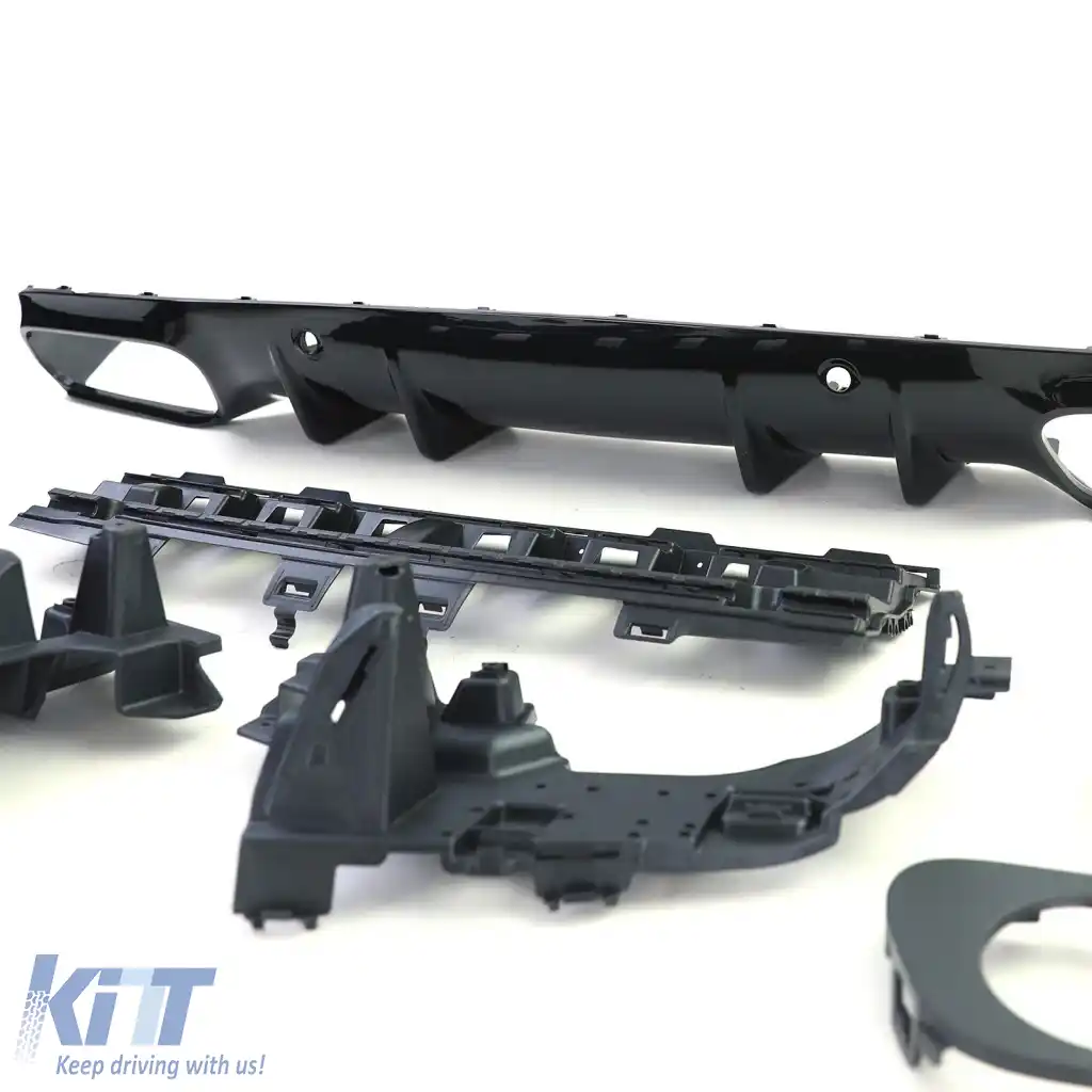 Set de difuzor spate sport cu țevi de eșapament rotunde negre, potrivit pentru Mercedes C205 Coupe din 18-image-6278470