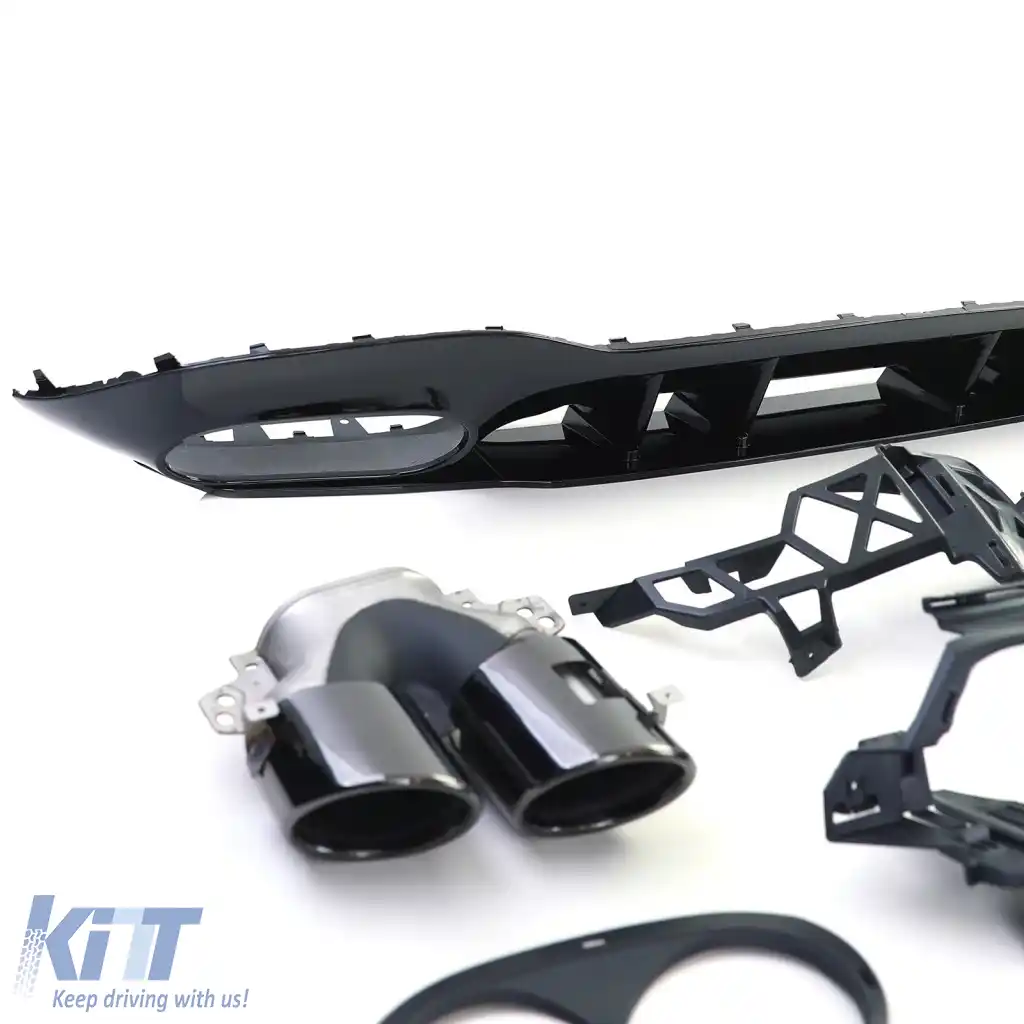 Set de difuzor sport spate cu tevi de eșapament negre, potrivit pentru Mercedes A-Class W177 din 18-image-6264052