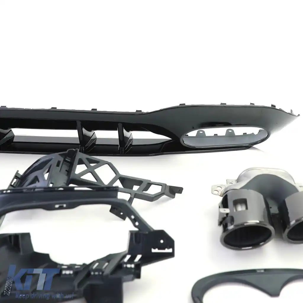 Set de difuzor sport spate cu tevi de eșapament negre, potrivit pentru Mercedes A-Class W177 din 18-image-6264053