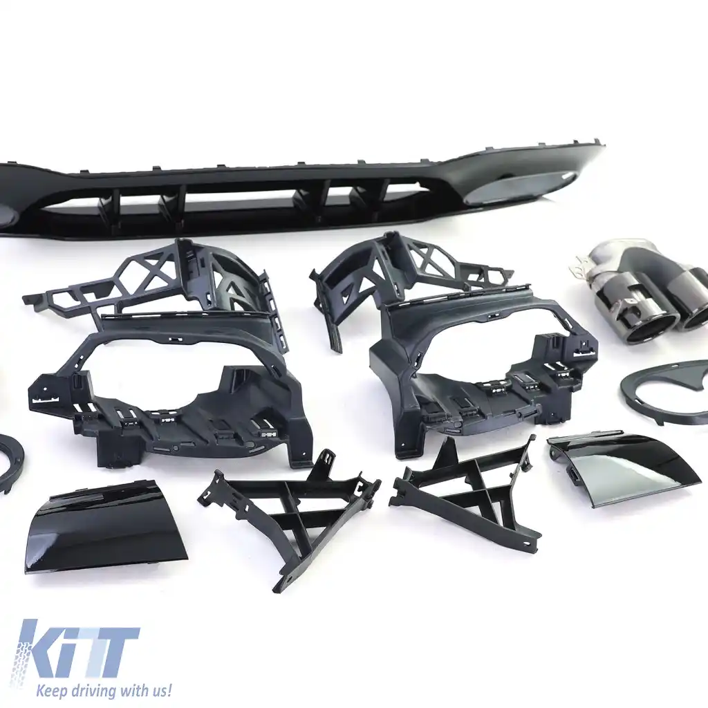 Set de difuzor sport spate cu tevi de eșapament negre, potrivit pentru Mercedes A-Class W177 din 18-image-6264054