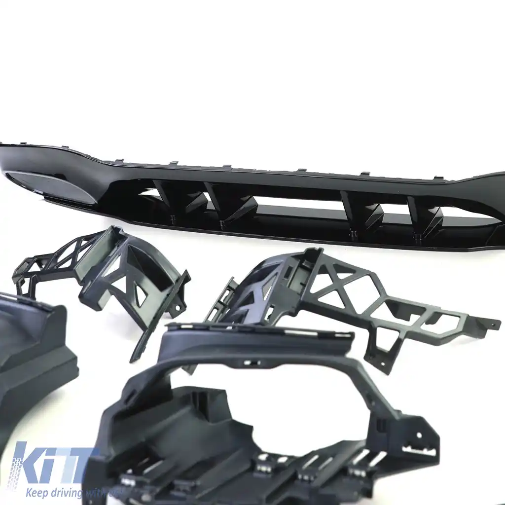 Set de difuzor sport spate cu tevi de eșapament negre, potrivit pentru Mercedes A-Class W177 din 18-image-6264055