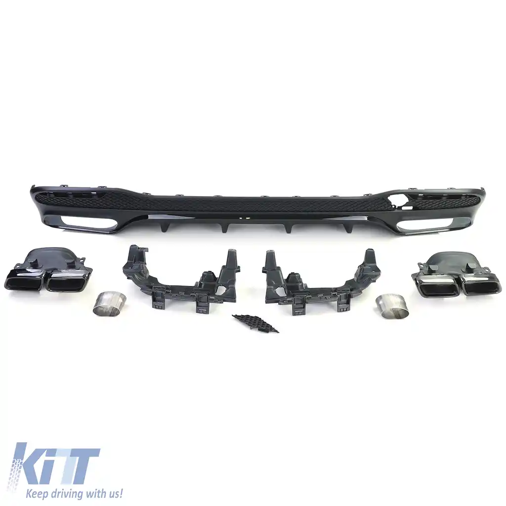 Set de difuzor sportiv posterior cu tevi de evacuare negre, potrivit pentru Mercedes GLS X166 15-19-image-6192709