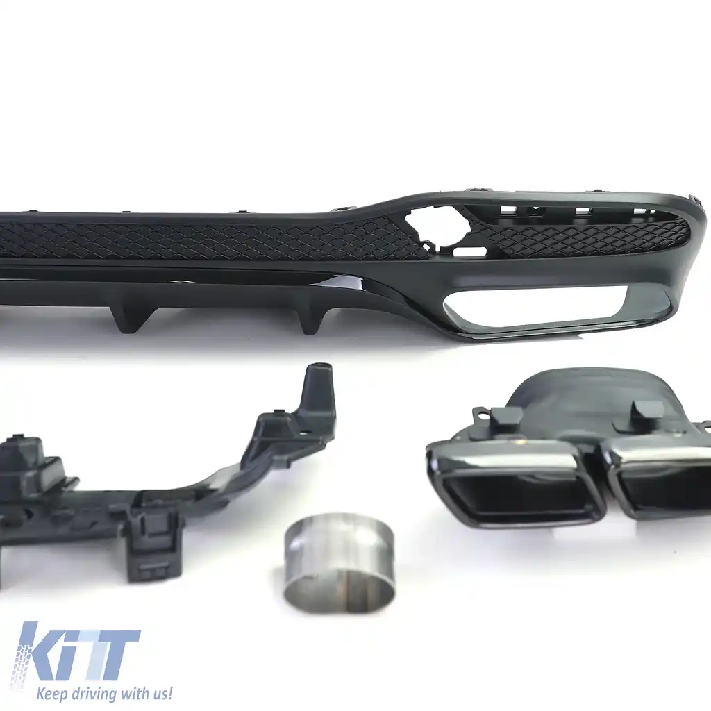 Set de difuzor sportiv posterior cu tevi de evacuare negre, potrivit pentru Mercedes GLS X166 15-19-image-6192713
