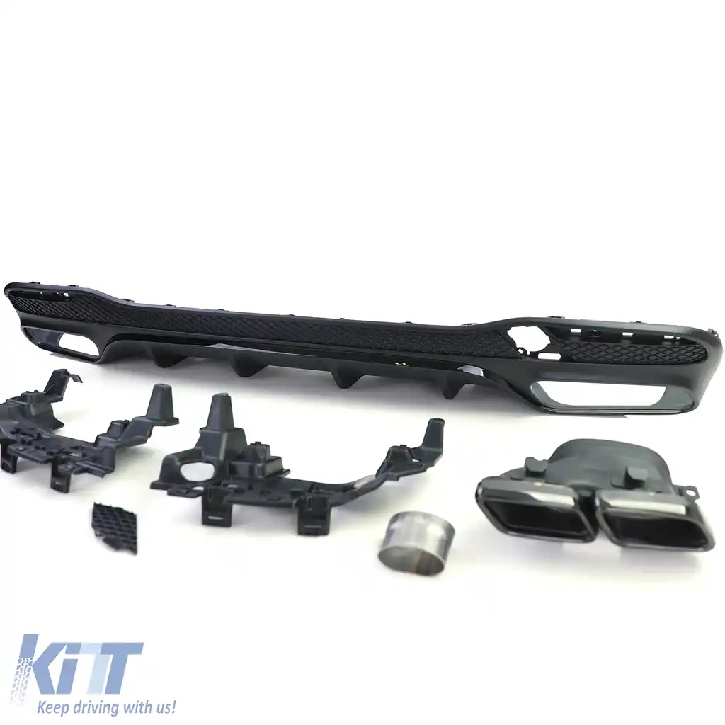 Set de difuzor sportiv posterior cu tevi de evacuare negre, potrivit pentru Mercedes GLS X166 15-19-image-6192715