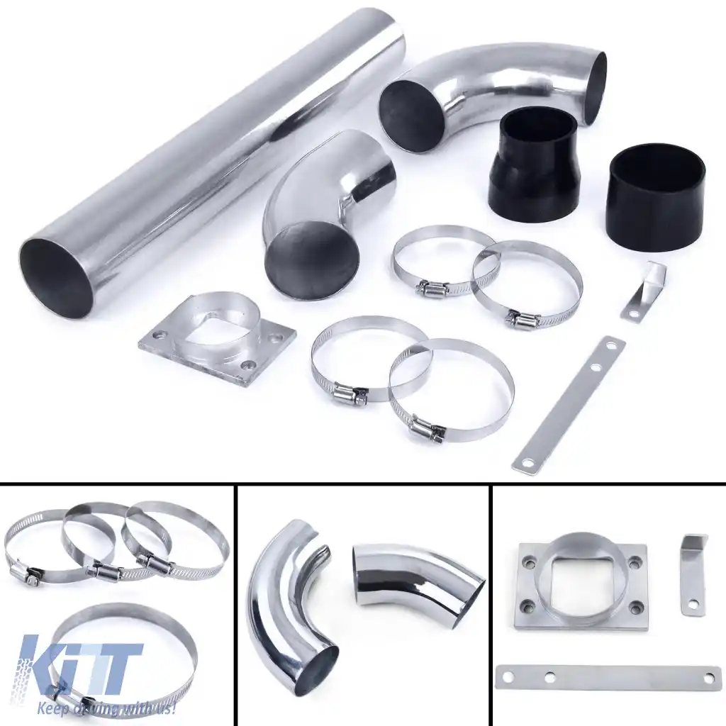 Set de țevi de admisie din aluminiu, lustruite, universale, potrivite pentru filtre de aer sport