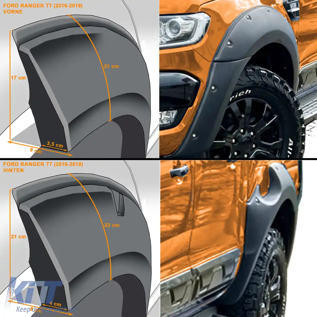 Set de extensii pentru arcurile roților BIG, potrivit pentru Ford Ranger T7 2015-2019 2.2 3.2-image-6194347