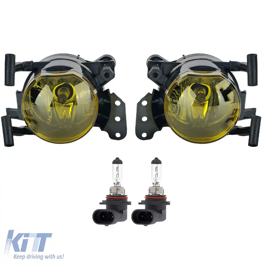 Set de faruri de ceață din sticlă clară galben pentru BMW Seria 5 E60 E61 fără pachet M 03-07
