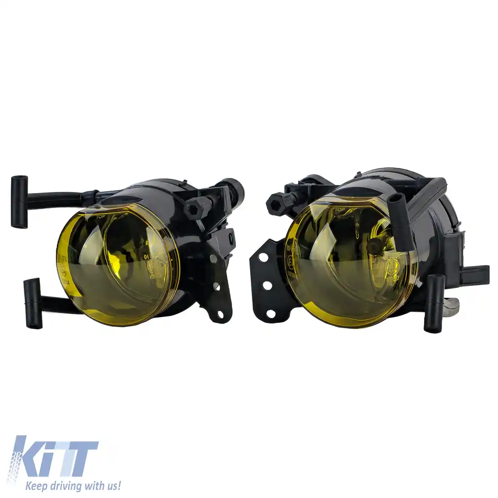 Set de faruri de ceață din sticlă clară galben pentru BMW Seria 5 E60 E61 fără pachet M 03-07-image-6197568