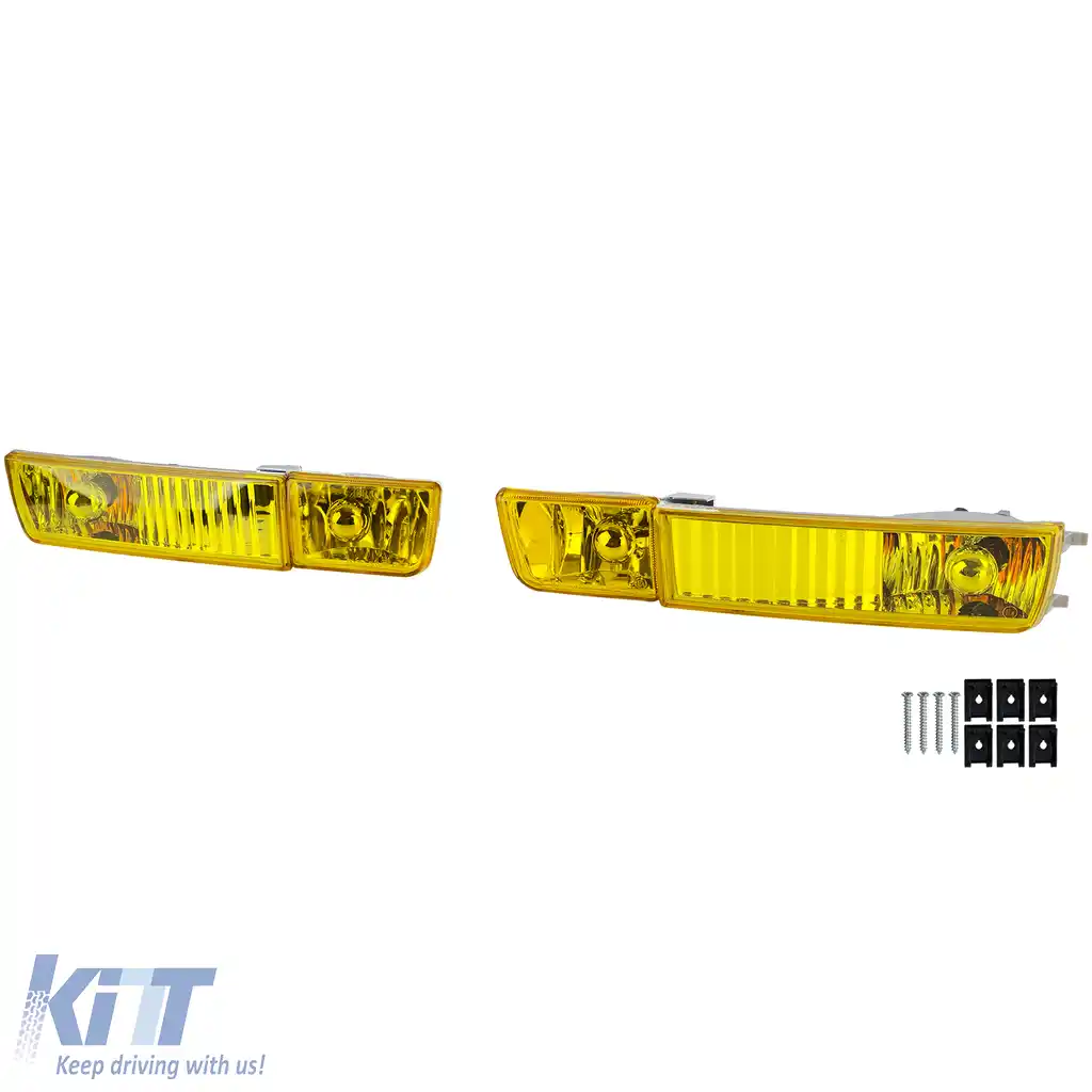 Set de faruri de ceață din sticlă clară galben cu indicator, potrivit pentru VW Golf 3 91-97-image-6206037