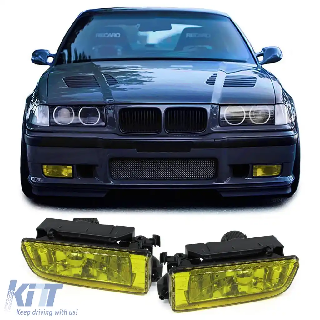 Set de faruri de ceață din sticlă clară galbenă, potrivit pentru BMW Seria 3 E36, inclusiv M3 90-99